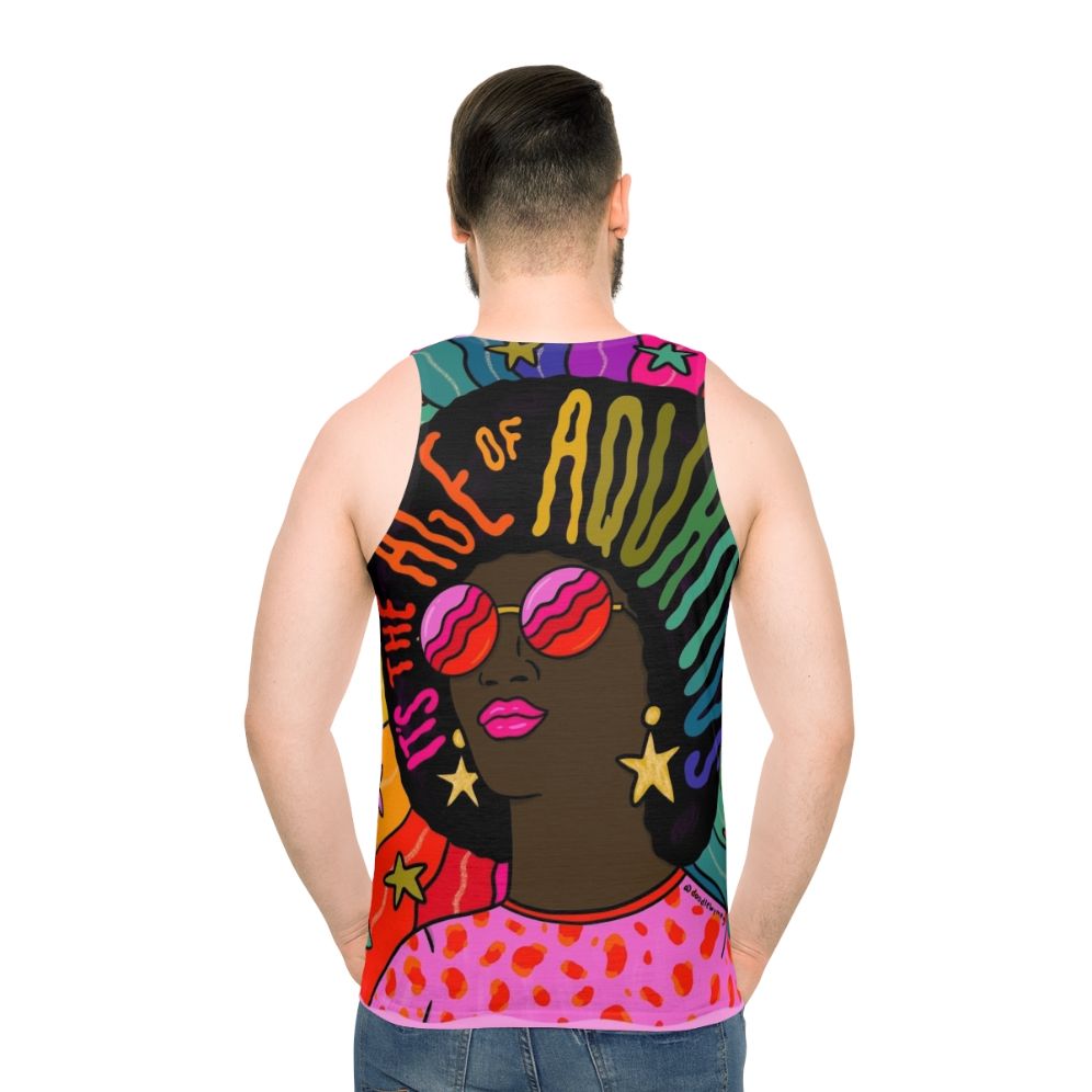 Retro Aquarius Unisex Graphic Tank Top - men back