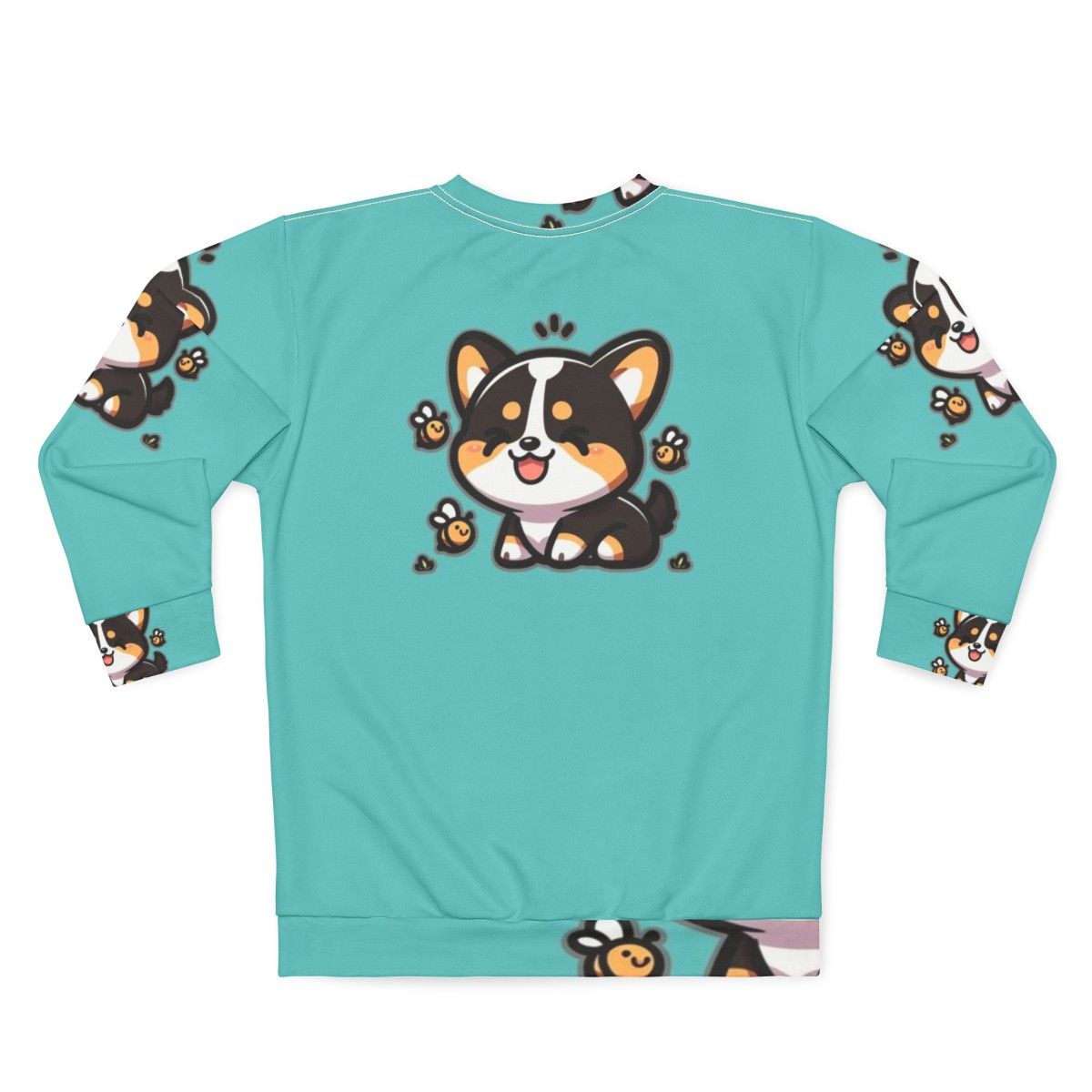 Tricolor Corgi with Bee Print Sweatshirt - Back