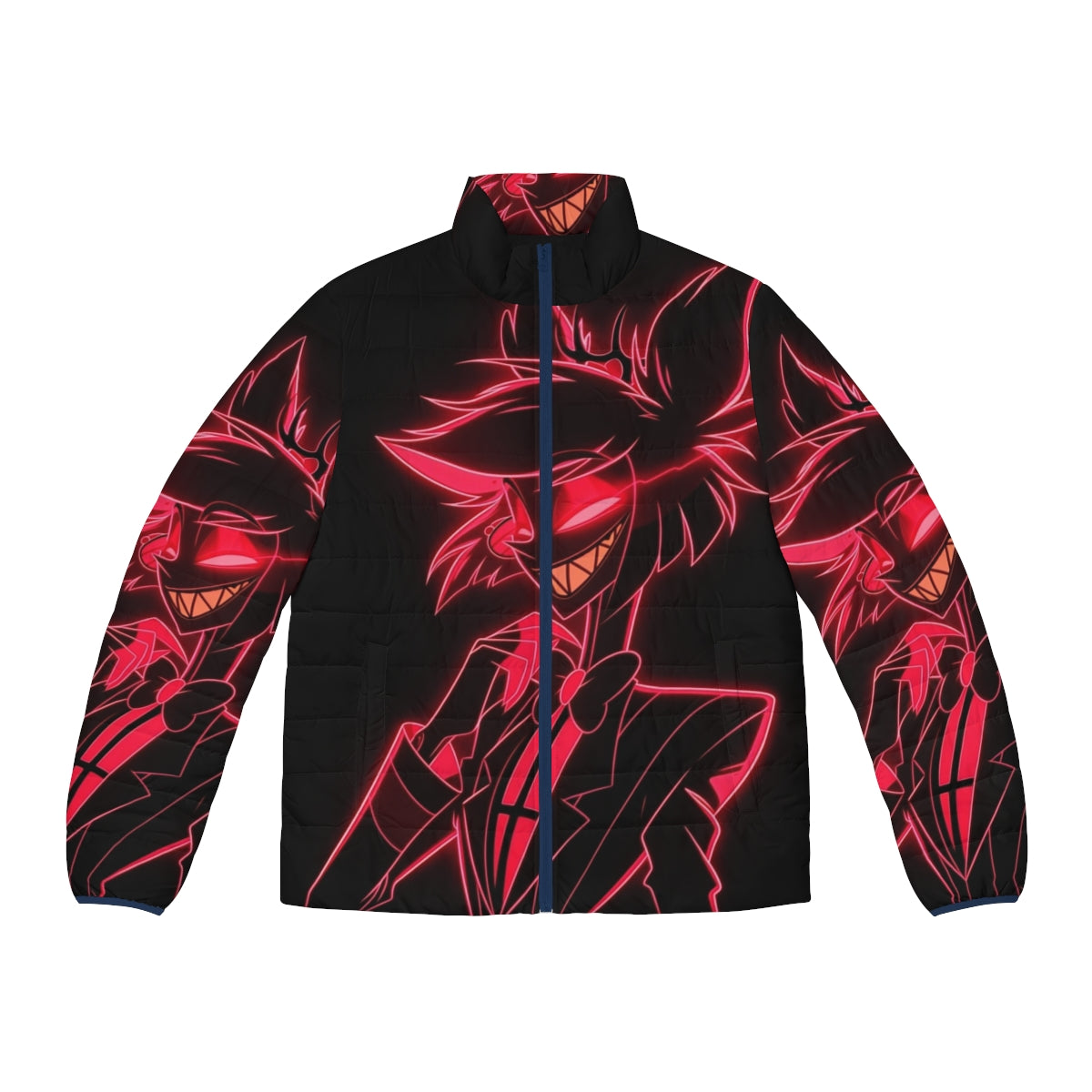 Neon Alastor Puffer Jacket featuring the Radio Demon from Hazbin Hotel