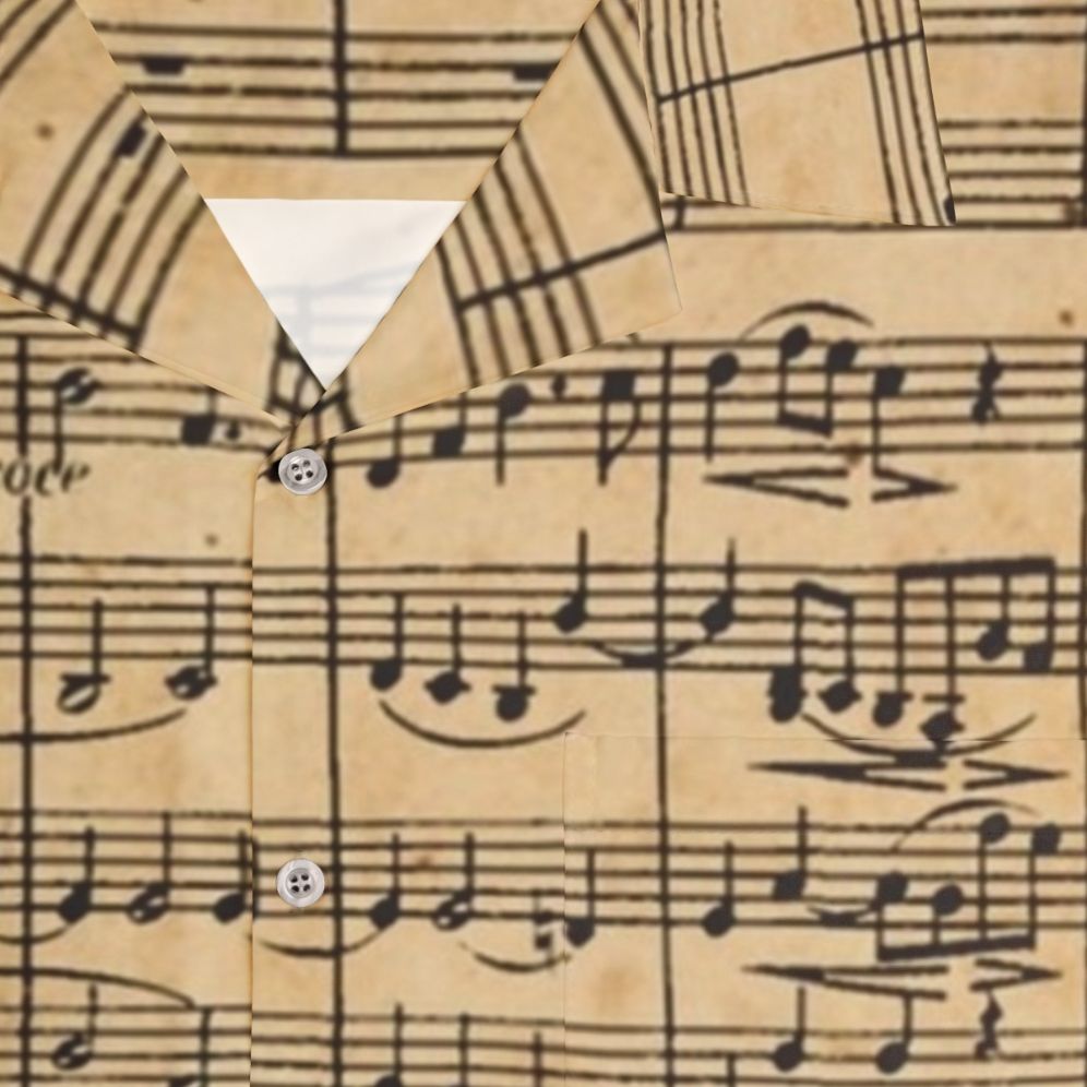 Beethoven's Symphony No. 9 Hawaiian Shirt featuring antique sheet music - Detail