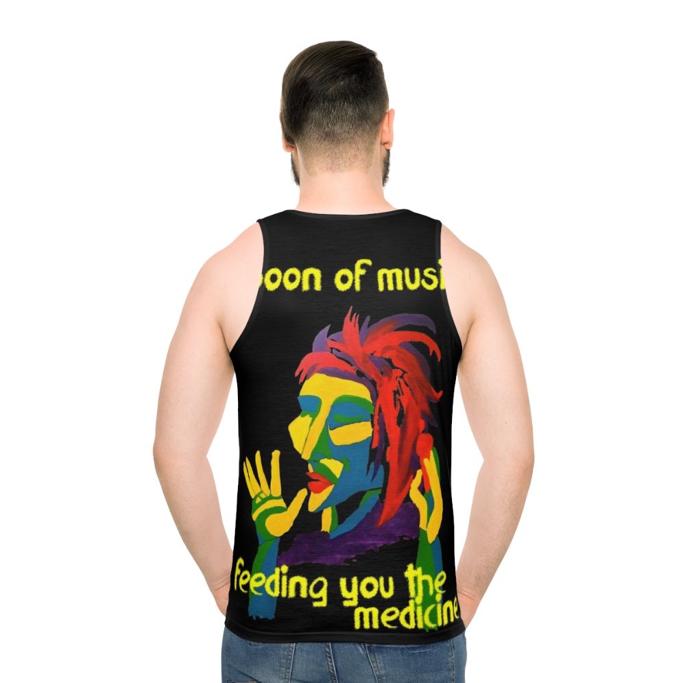 Unisex tank top featuring a "Spoon of Music" design for music lovers - men back