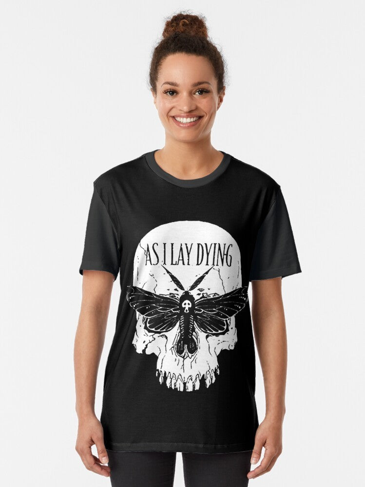 Awakened I Lay Dying metalcore butterfly graphic t-shirt - Women