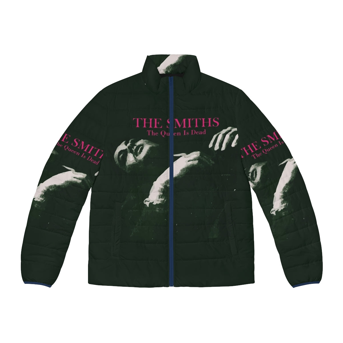 Graphic puffer jacket featuring The Smiths "The Queen Is Dead" album cover art