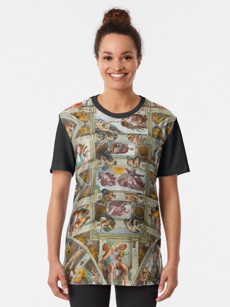 Graphic T-Shirt featuring Michelangelo's Sistine Chapel Artwork - Women