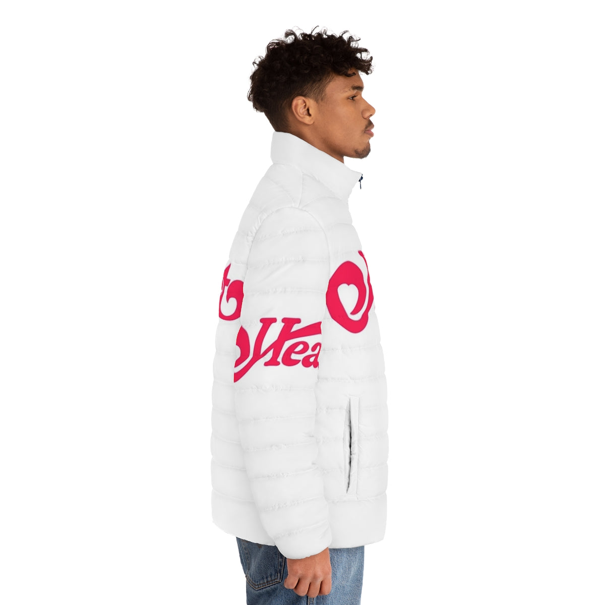 Heart Band Puffer Jacket with music band logo design - men side right