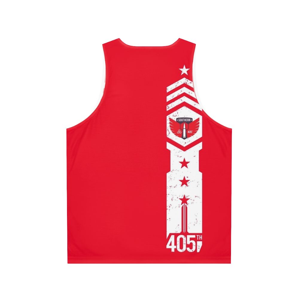 405th Southern Regiment unisex tank top with Halo Spartan armor design - Back