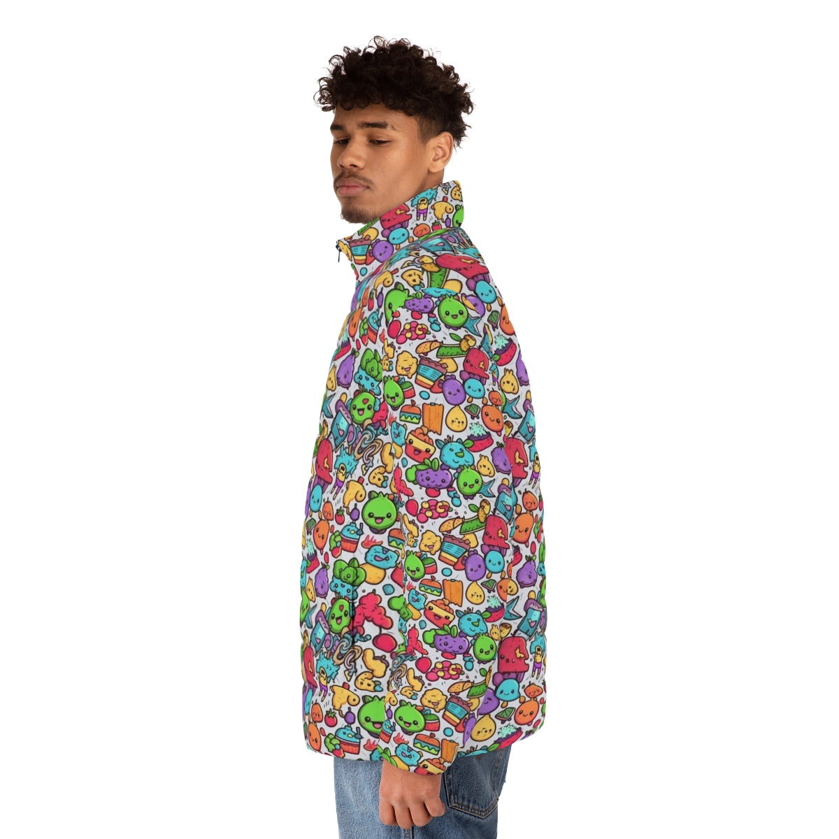 Hobbies Cartoon Puffer Jacket 6 with abstract and hipster design - men side left