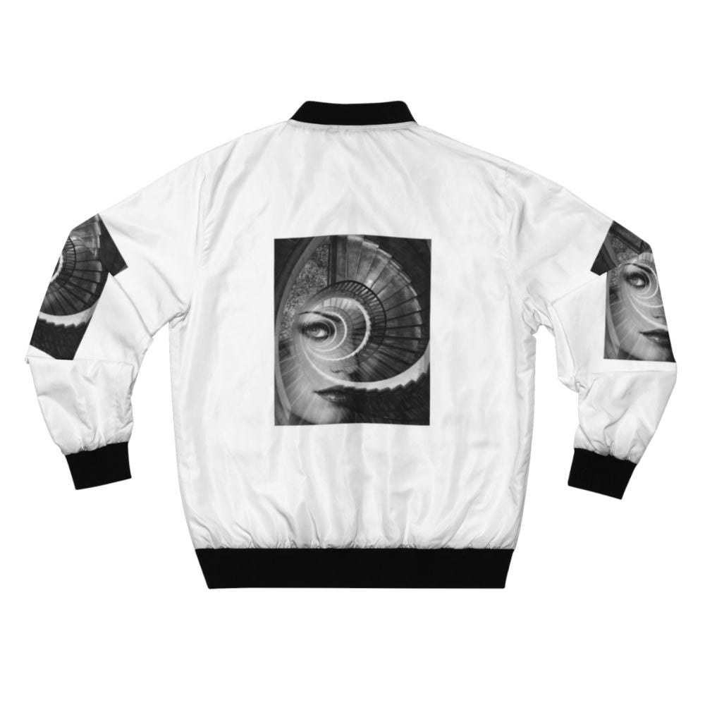 Dreamy spiral geometric abstract pattern bomber jacket - Back