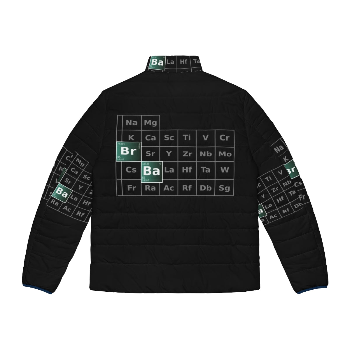 Breaking Bad Periodic Table Puffer Jacket featuring Heisenberg design - Back