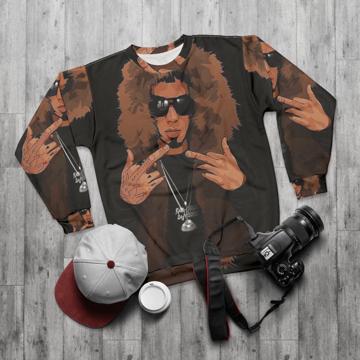 Anuel AA Reggaeton Music Urban Fashion Sweatshirt - flat lay