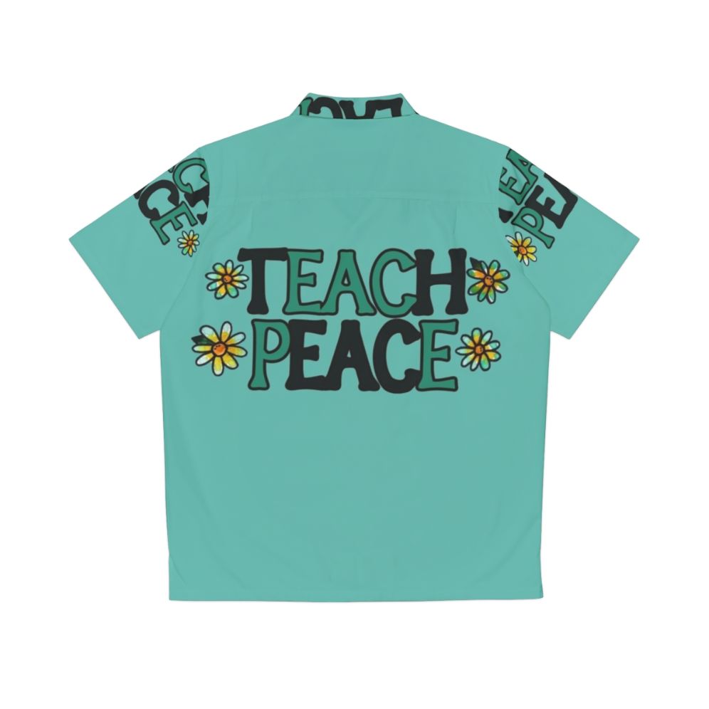 Teach Peace Hawaiian Shirt, featuring a colorful floral design - Back