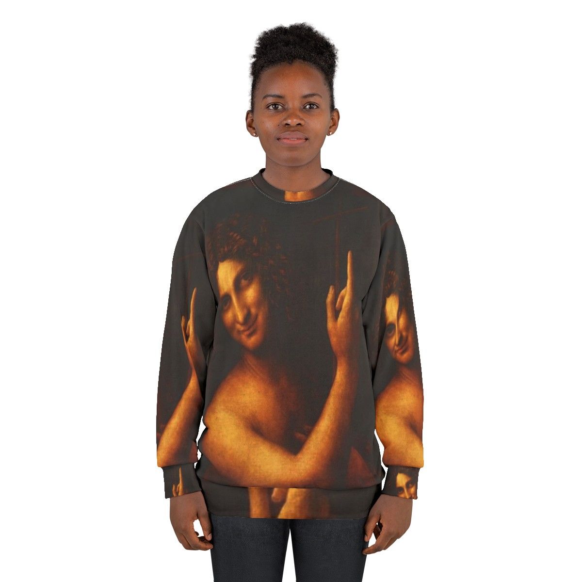 Da Vinci St. John the Baptist Sweatshirt - Renaissance Art - women