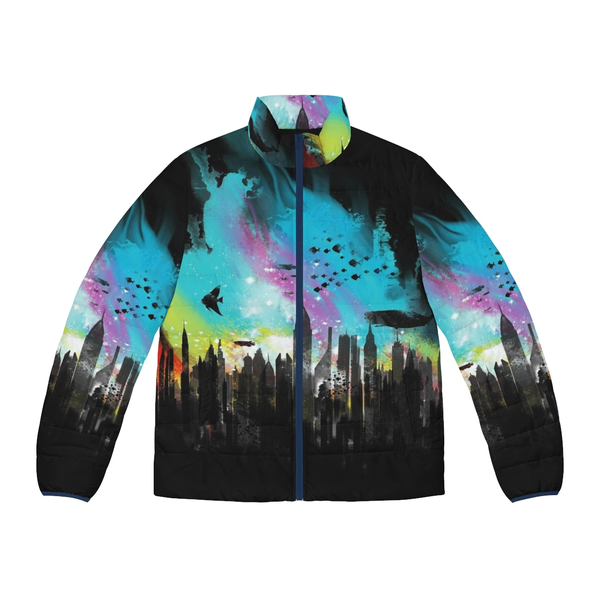 Bioshock Rapture City Puffer Jacket with Graphic Sci-Fi Video Game Inspired Design