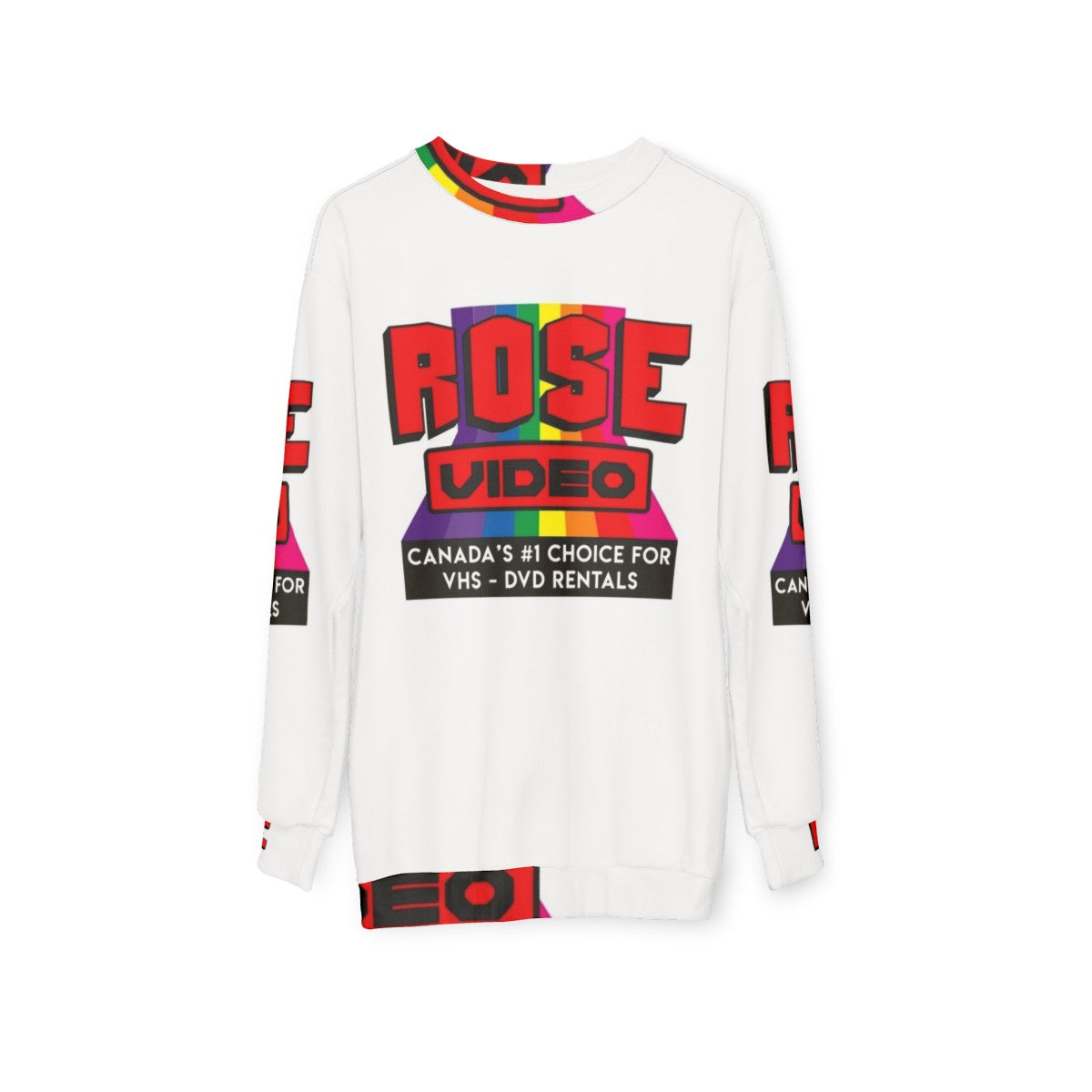 Rose Video Sweatshirt - Schitt's Creek Inspired Retro Clothing - hanging