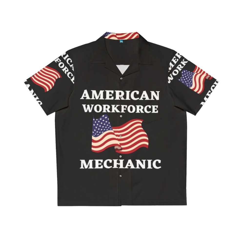 American workforce patriotic Hawaiian shirt for mechanics