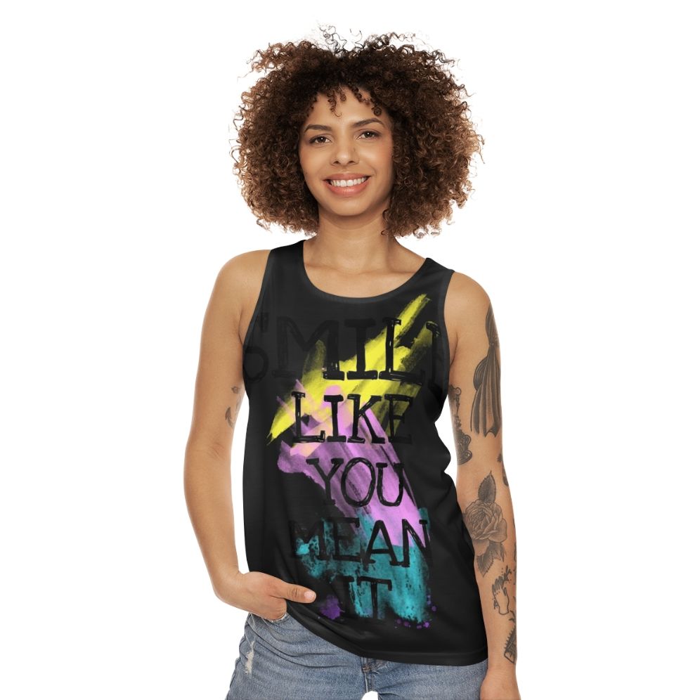 Unisex tank top with "Smile Like" design - women