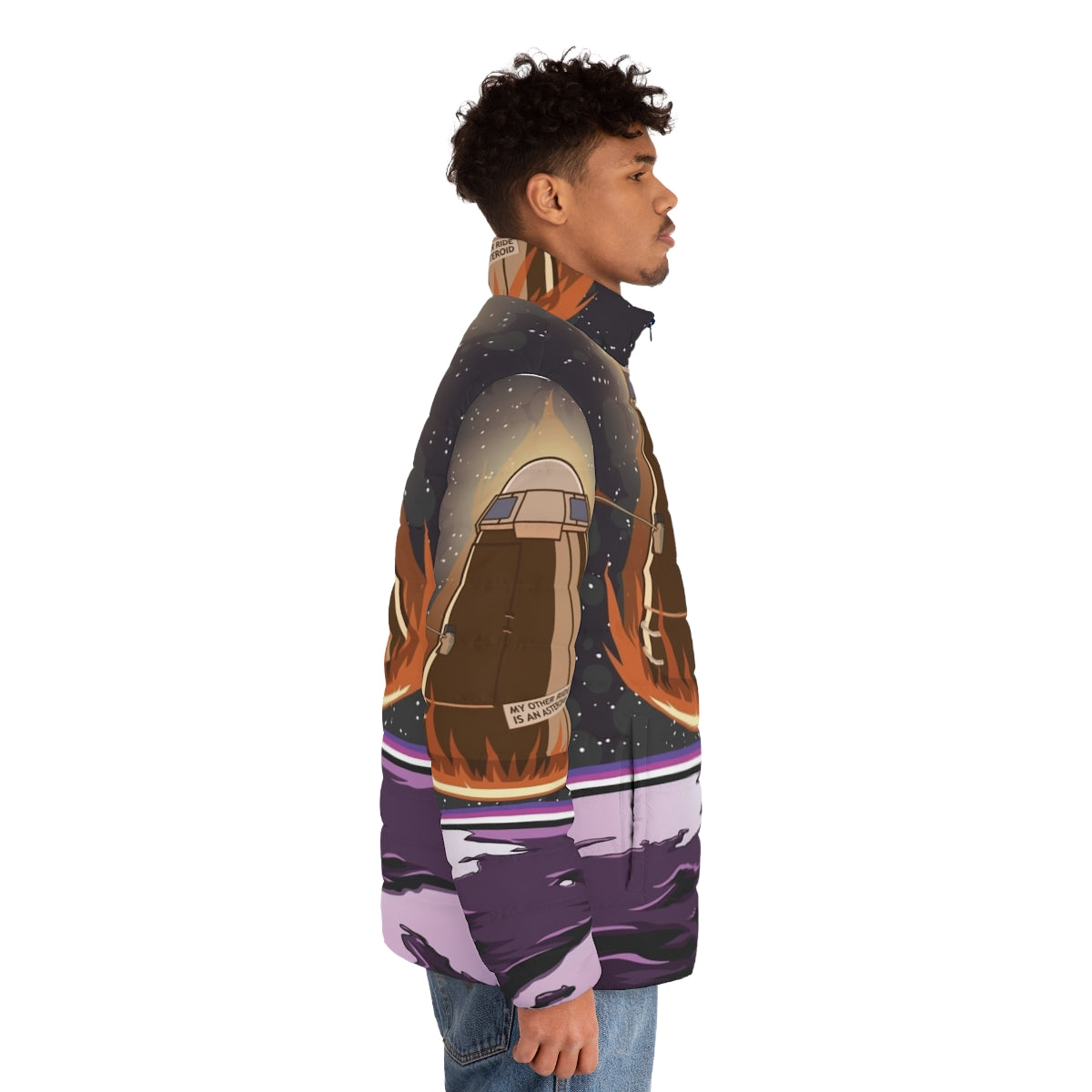 Kamping Wide Puffer Jacket - Kerbal Space Program inspired apparel with space, rocket, and exploration graphics - men side right