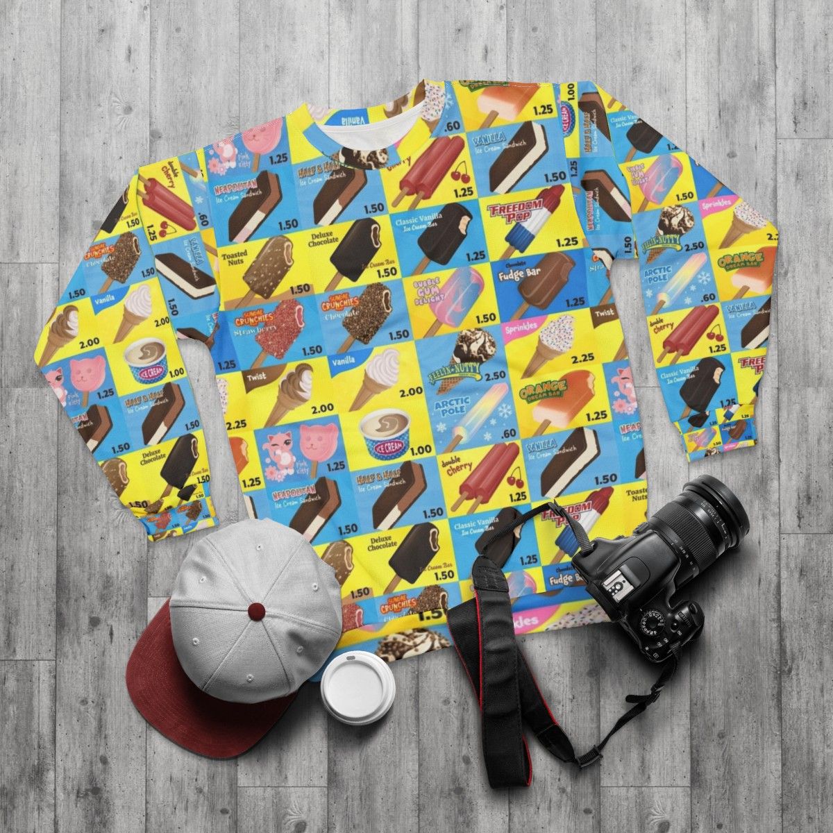 Vintage Ice Cream Truck Menu Design Sweatshirt - flat lay