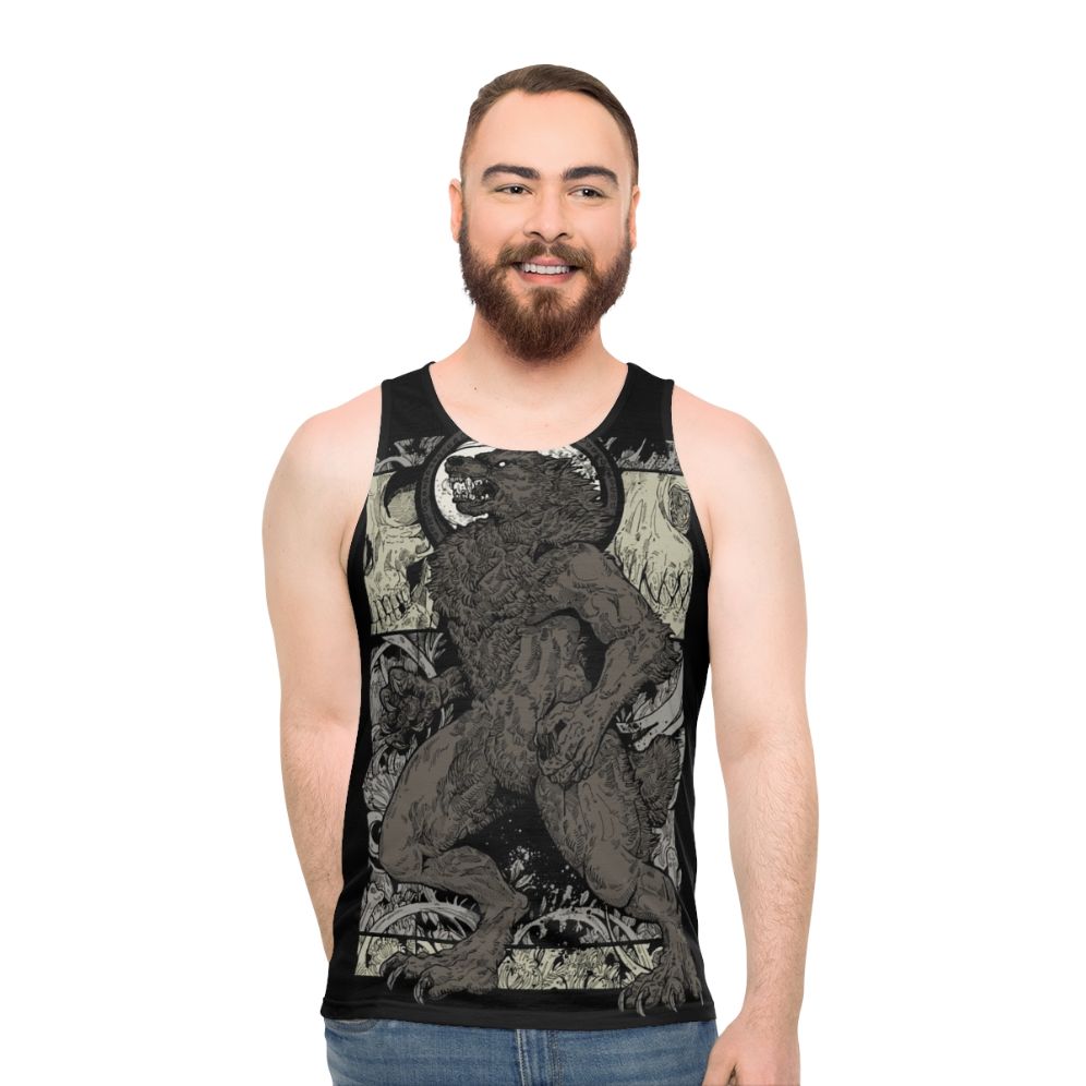 Unisex werewolf wolf skull ritual tank top - men