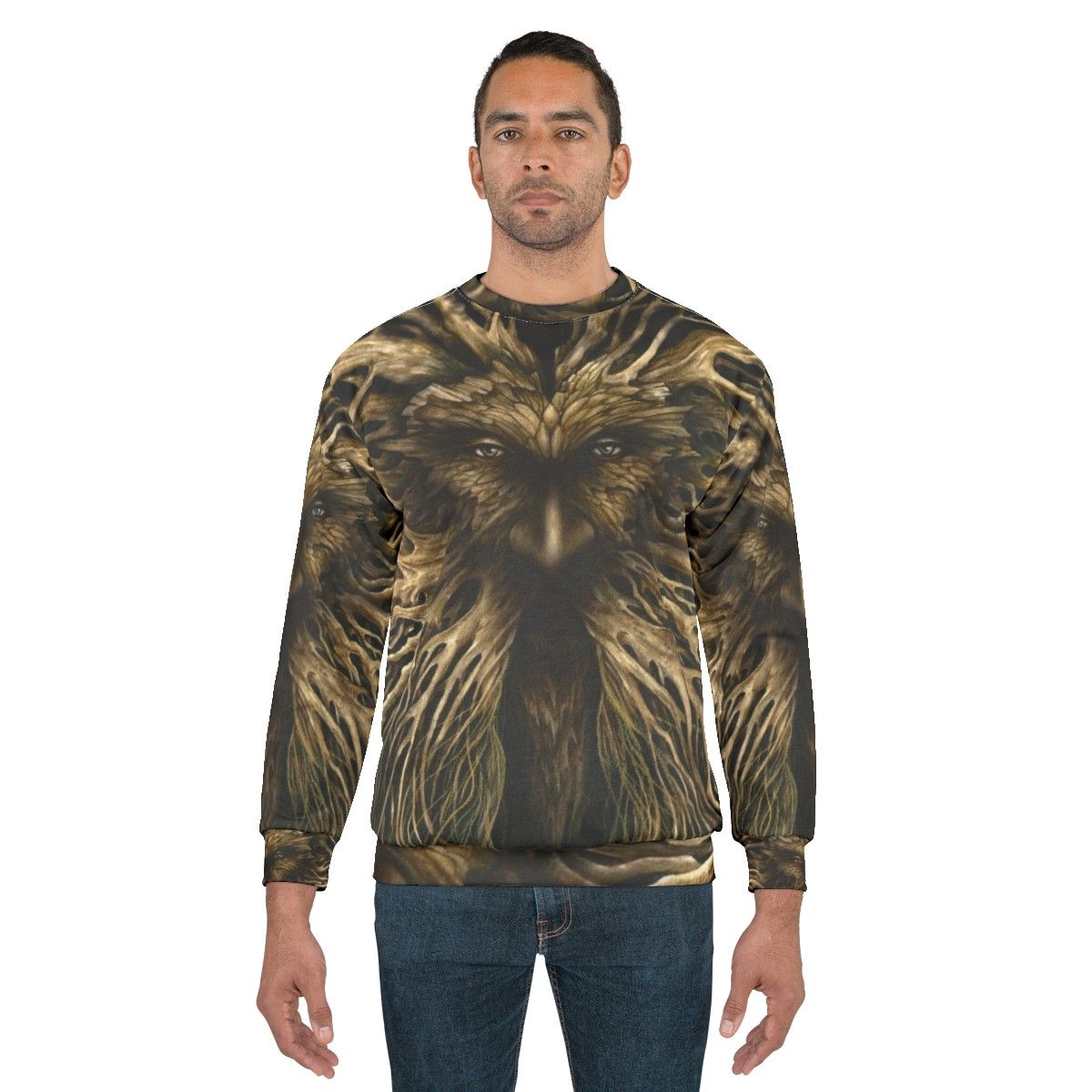 Lord of the Greenwood nature themed sweatshirt with leaf pattern design - men