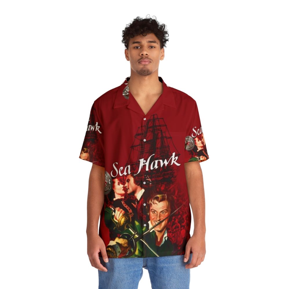 Errol Flynn Hawaiian Shirt with Pirate and Sailing Motifs - People Front