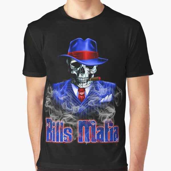 Buffalo Bills Mafia Graphic T-Shirt with Skeleton and Skull