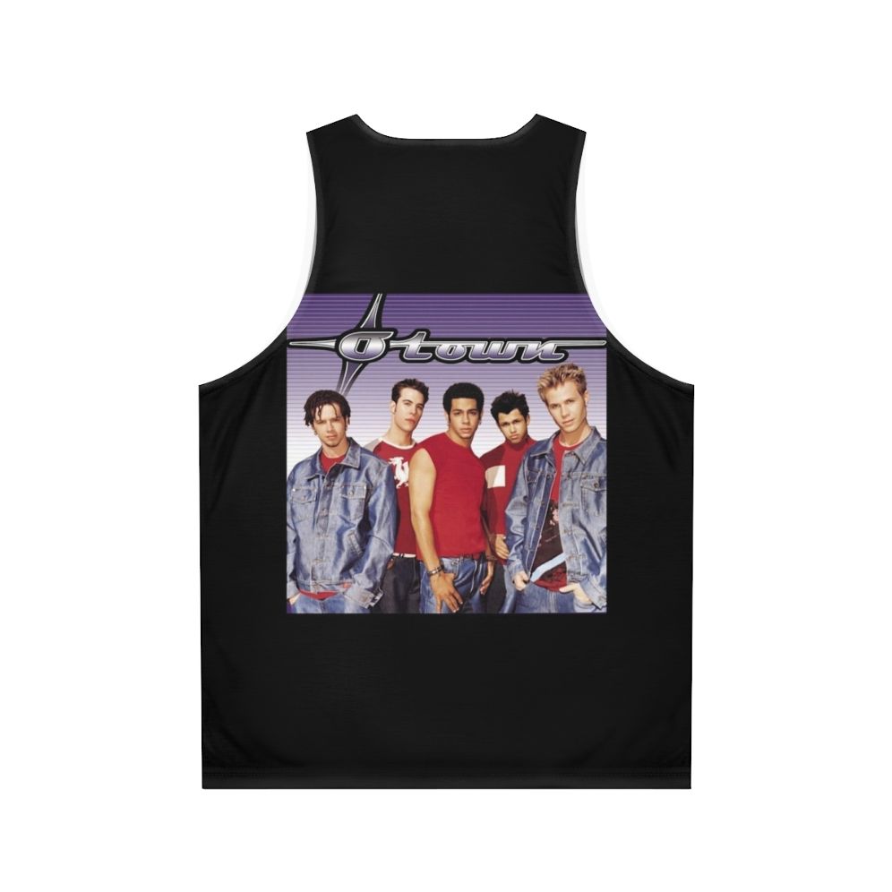 Unisex tank top featuring retro boy band music design - Back