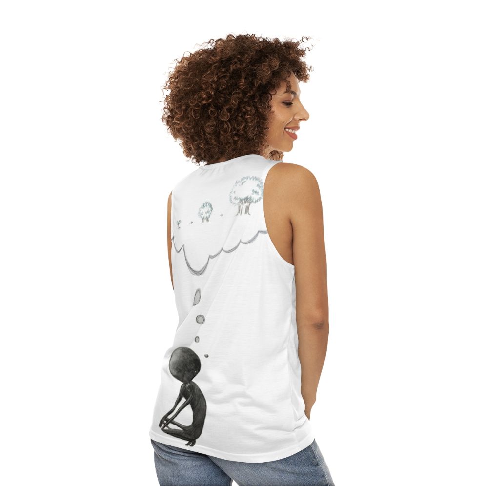 Deemo Thinking About Growing Up Unisex Tank Top - women back