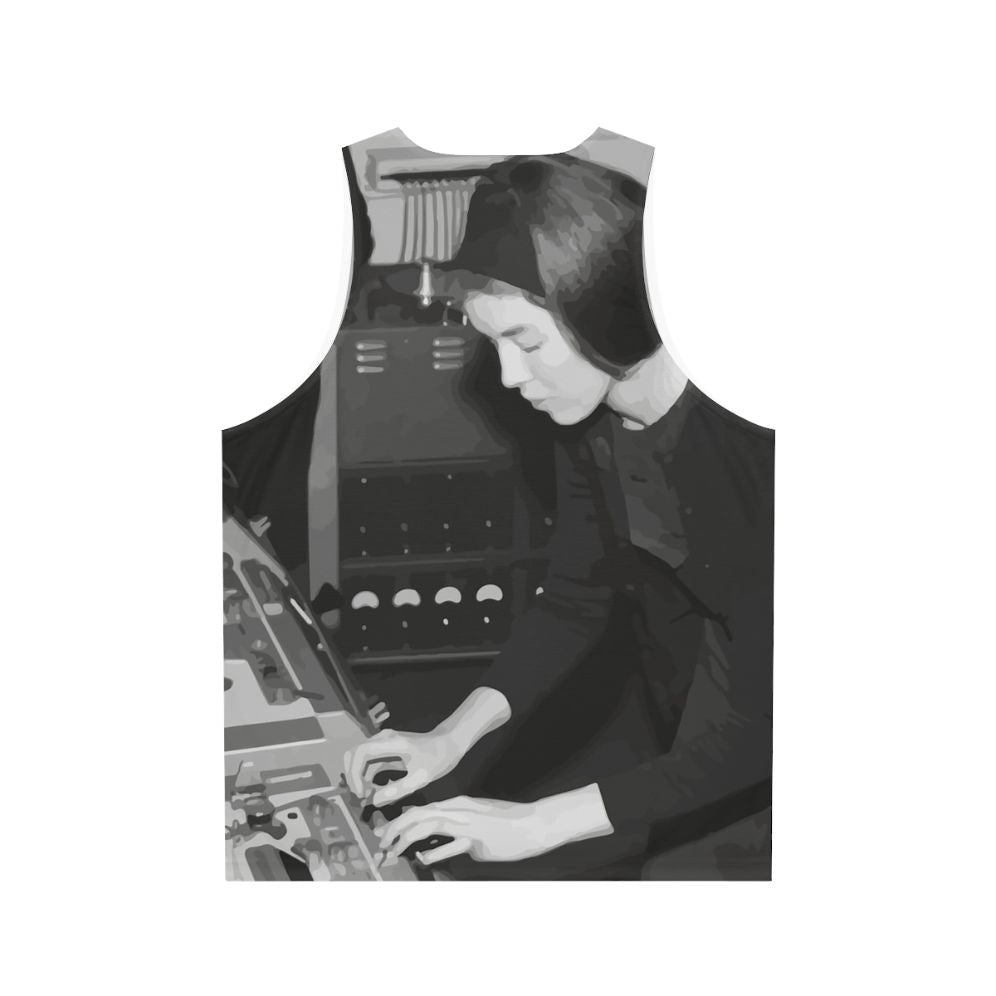 Delia Derbyshire unisex tank top for electronic music fans - Back