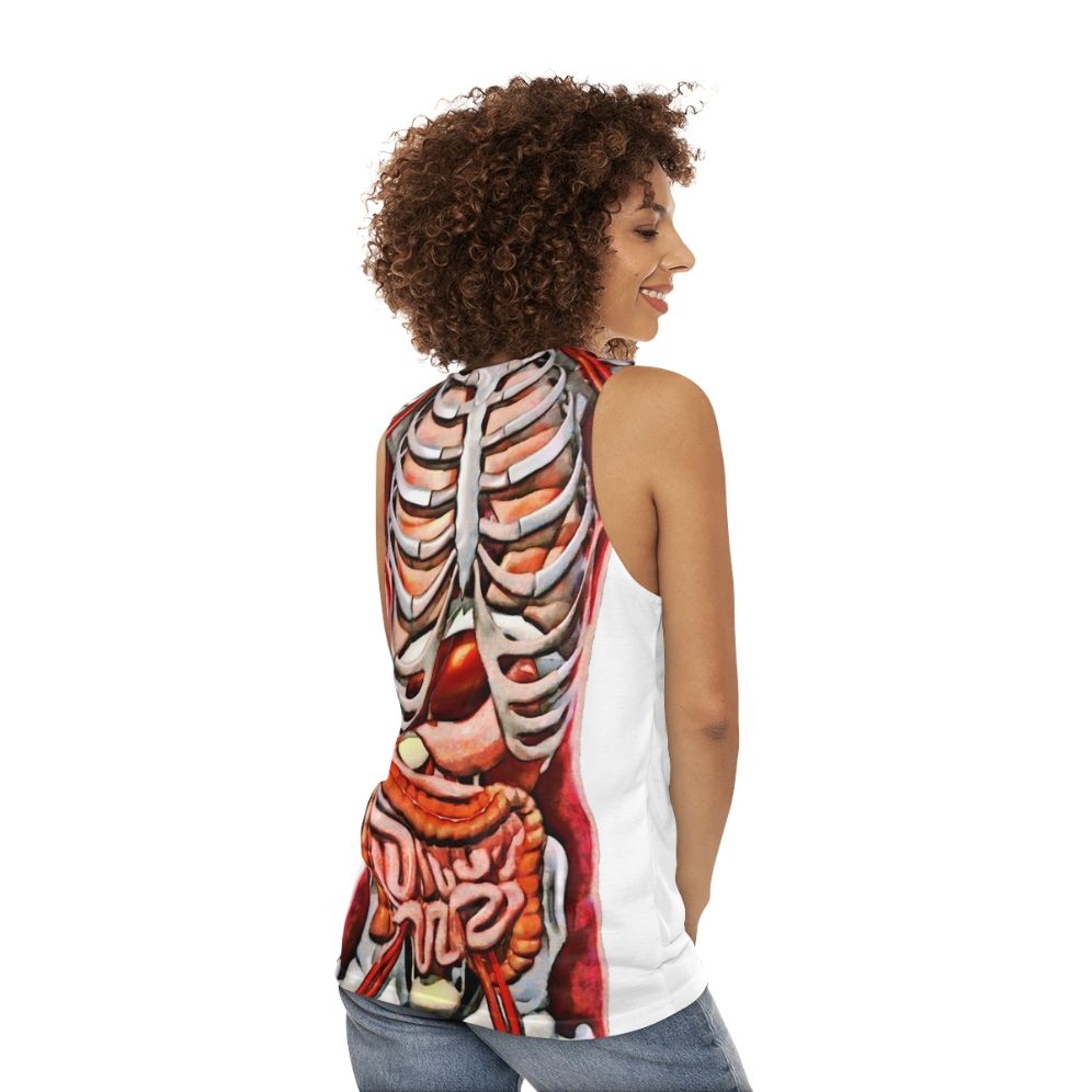 Anatomical skeleton tank top with internal organs design - women back