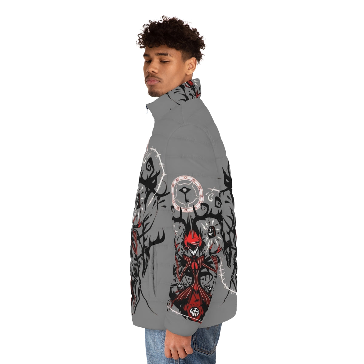 Hazbin Hotel Alastor Puffer Jacket with Anime Style Design - men side left