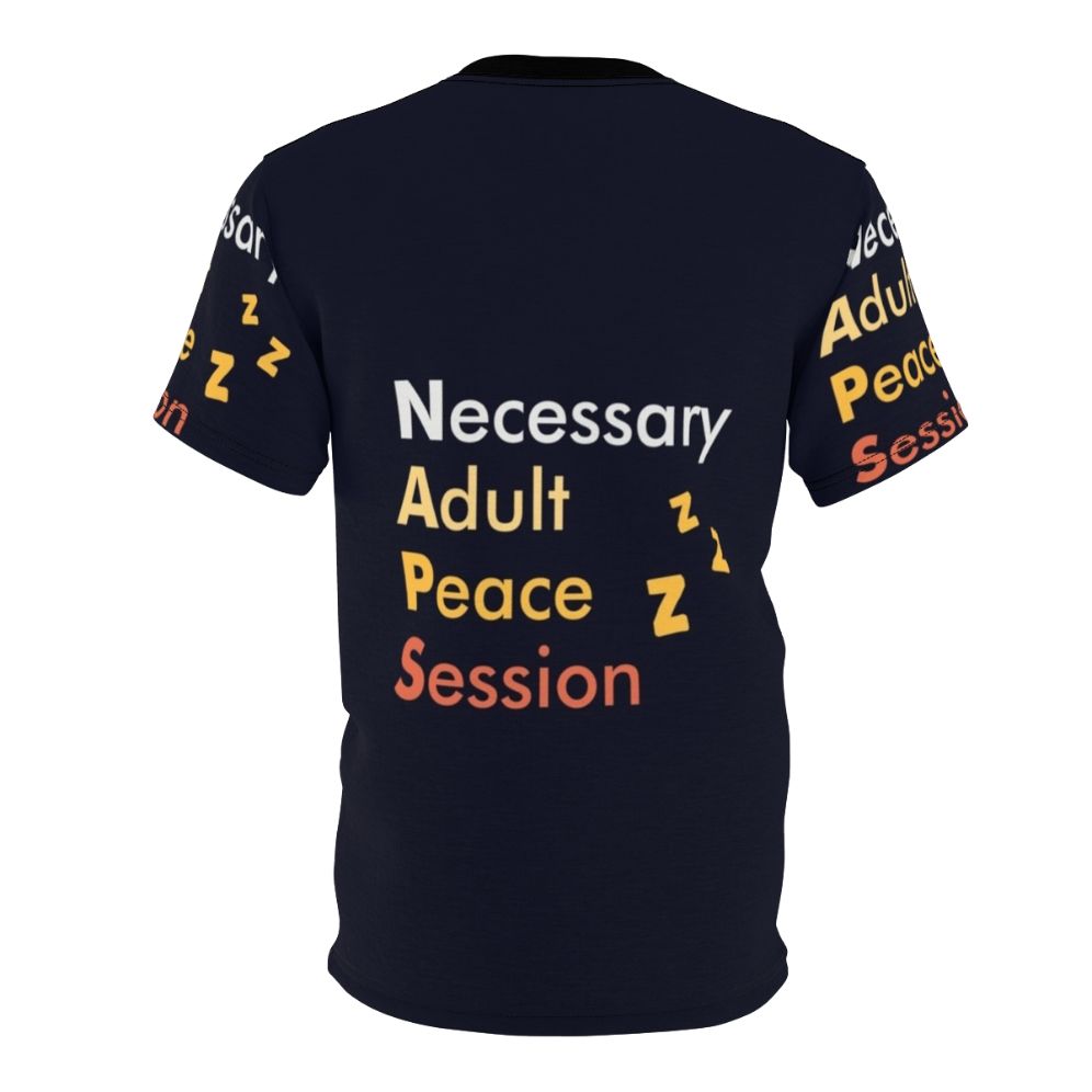 Adult napping hobby t-shirt with "Naps Necessary" text - Back