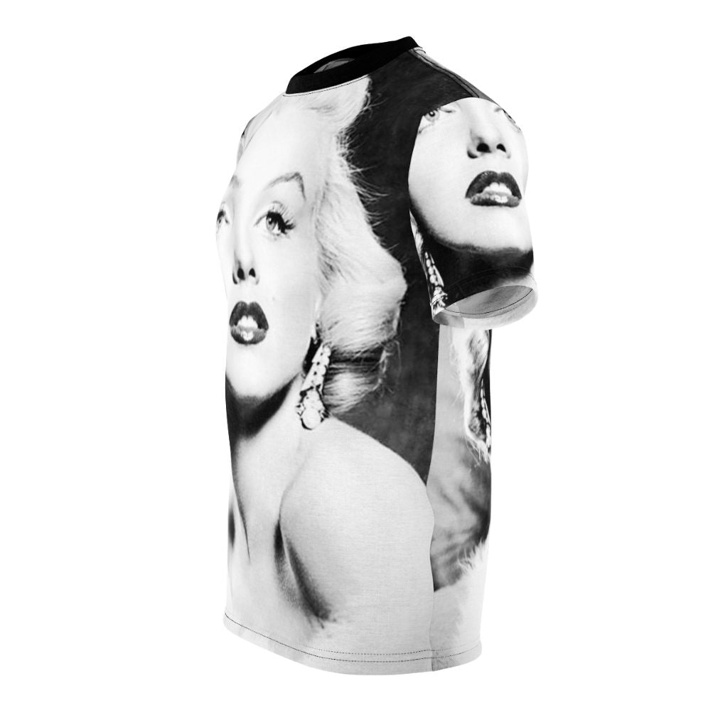 Vintage black and white portrait of iconic Hollywood actress Marilyn Monroe on a t-shirt. - men left