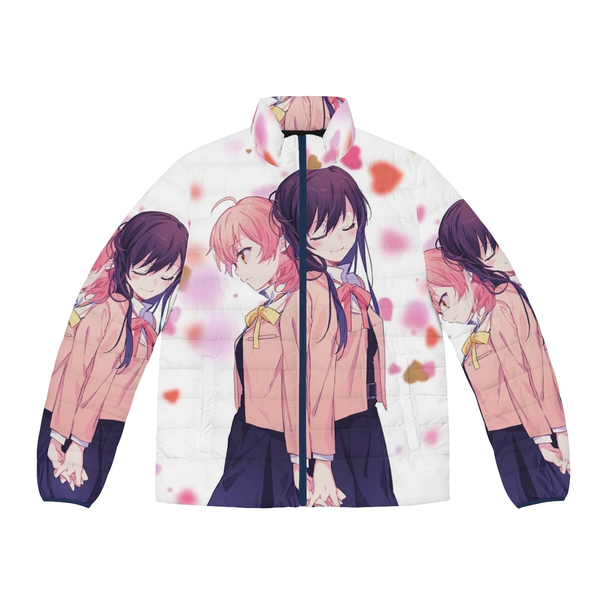 Bloom Into You Yagate Kimi Ni Naru anime puffer jacket with characters Yuu Koito and Touko Nanami