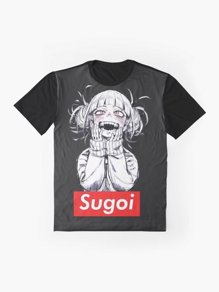 Sugoi graphic t-shirt featuring a humorous meme design with kawaii anime-inspired elements. - Flat lay