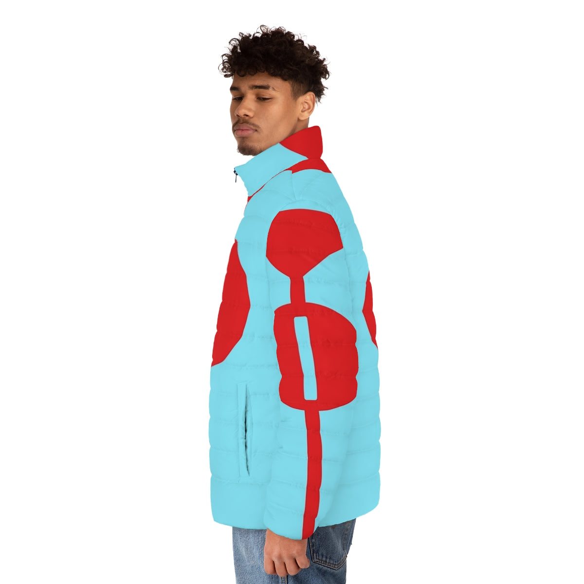 Superhero Invincible Puffer Jacket featuring Omni Man design - men side left