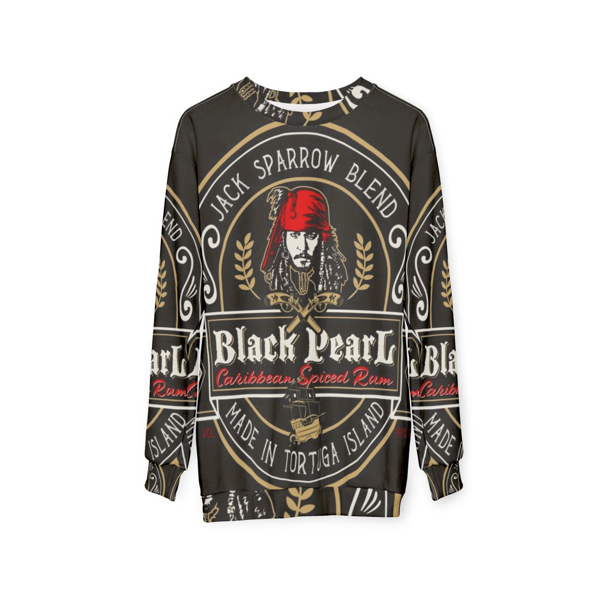 Black rum sweatshirt with pirate graphics - hanging