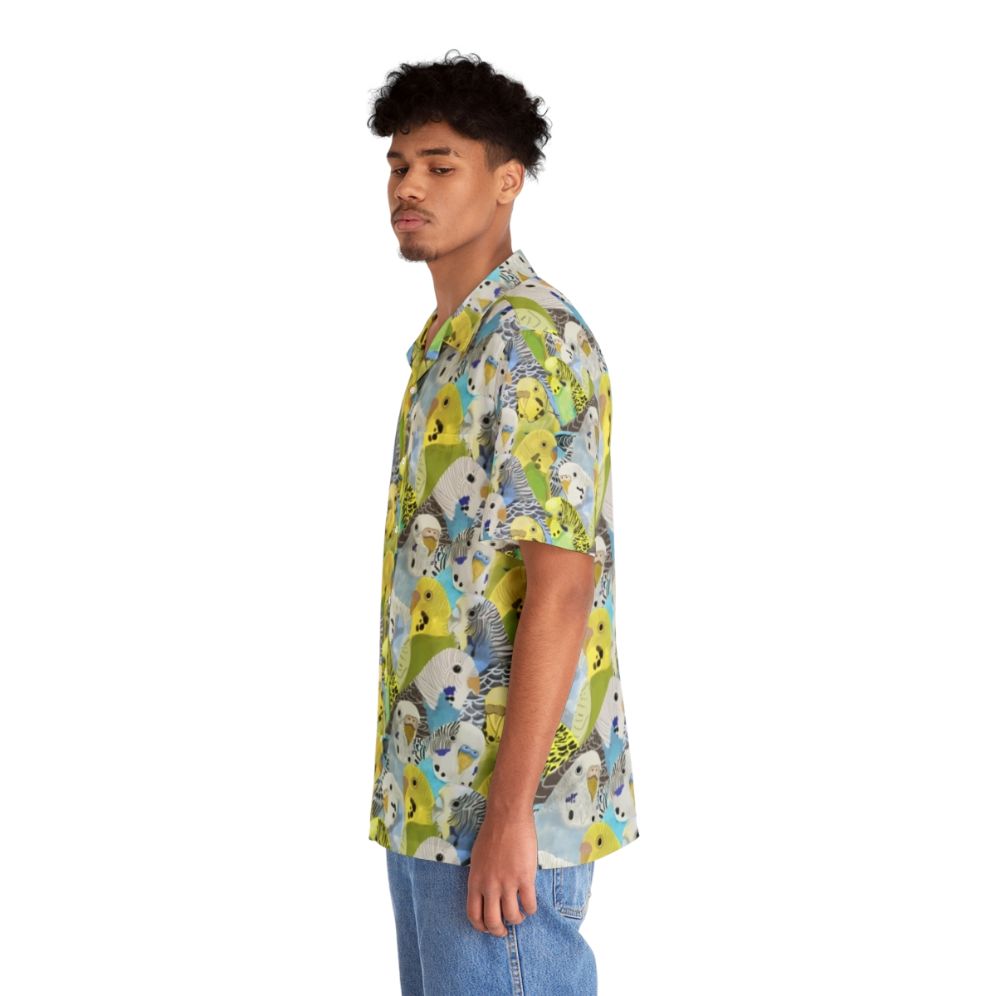 Budgie Parakeets Hawaiian Shirt with Tropical Bird Pattern - People Left