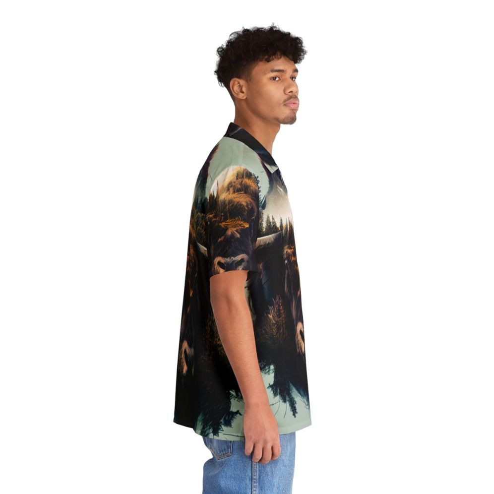 Nature's Majesty Bison Hawaiian Shirt featuring a vibrant bison animal print - People Pight