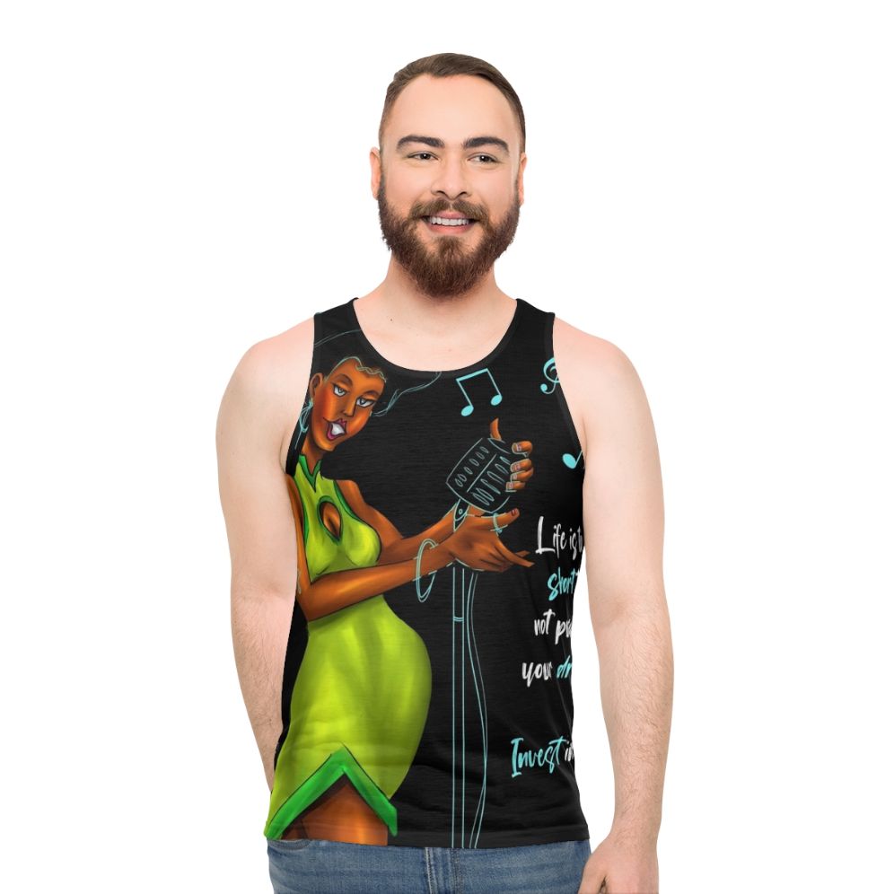 Inspirational unisex tank top with "A Life Of Dreams" quote - men