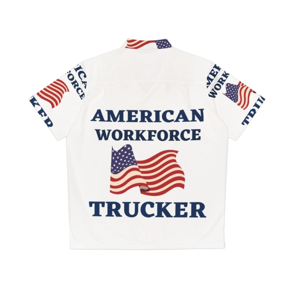 American Workforce Patriotic Hawaiian Shirt with American Flag - Back