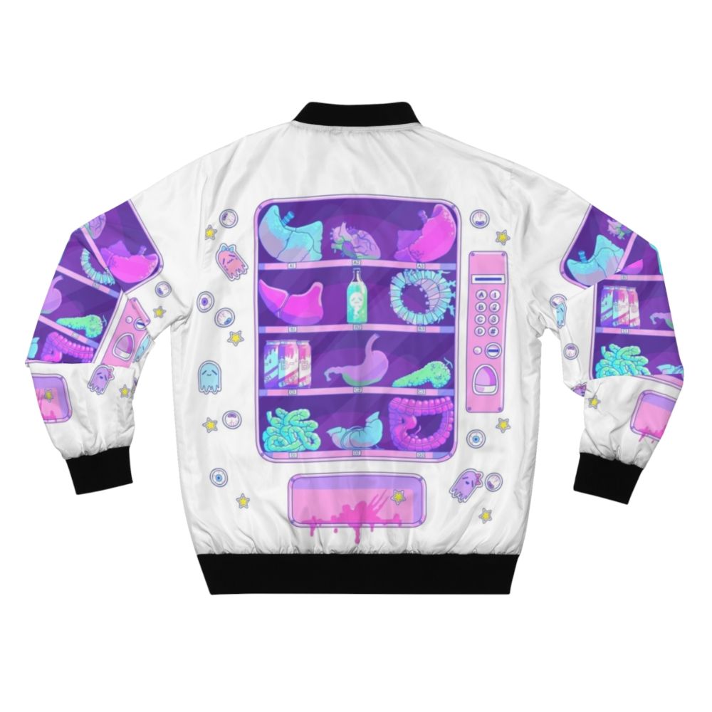 Pastel grunge style bomber jacket with creepy cartoon organs design - Back