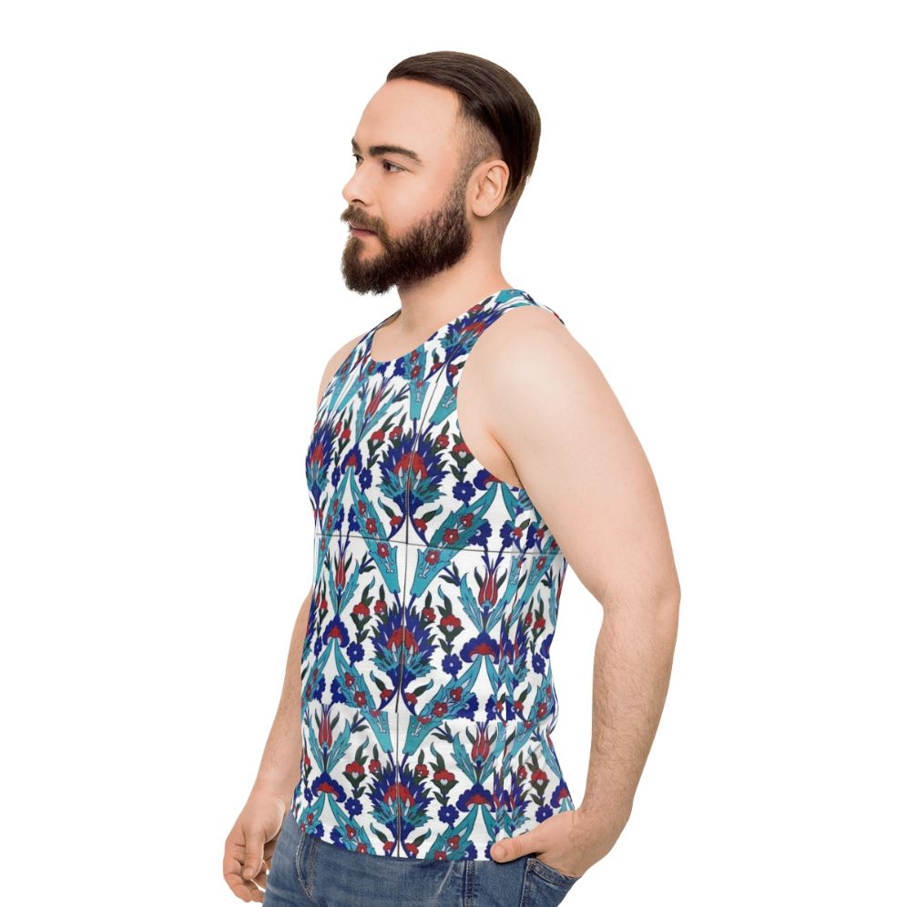 Turkish Iznik Floral Pattern Unisex Tank Top - men side