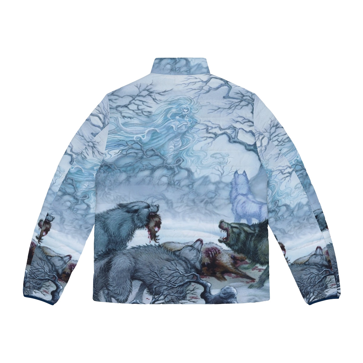 Elfquest inspired puffer jacket with wolf design - Back