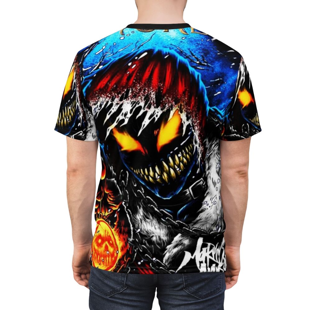 Disturbed band album artwork printed on a high-quality t-shirt for metal music fans - men back