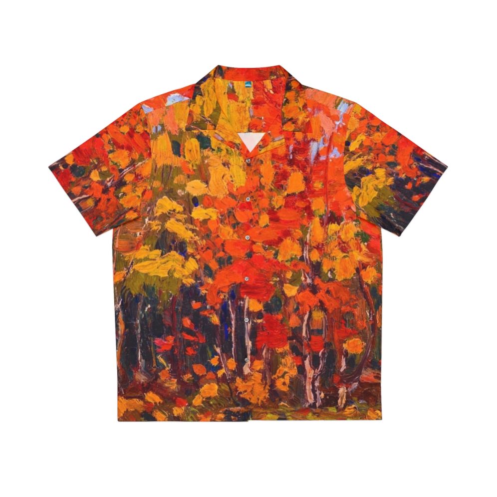 Autumn leaves Hawaiian shirt featuring Tom Thomson's Algonquin Park landscape