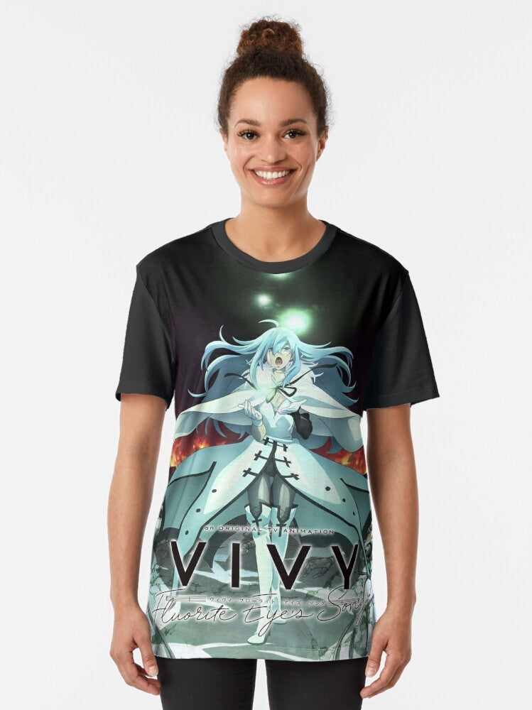 Vivy: Fluorite Eye's Song anime-inspired graphic t-shirt with characters from the show - Women