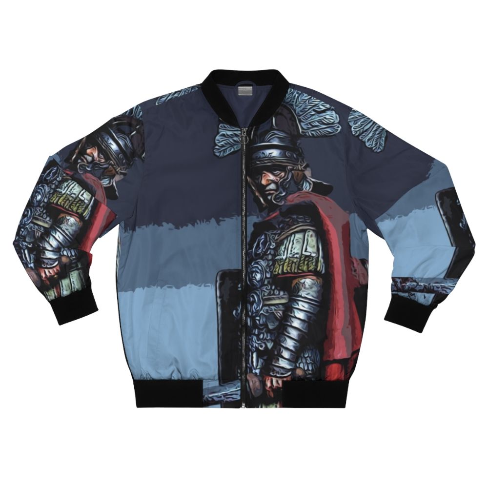 Warrior-inspired Roman Centurion bomber jacket with ancient designs