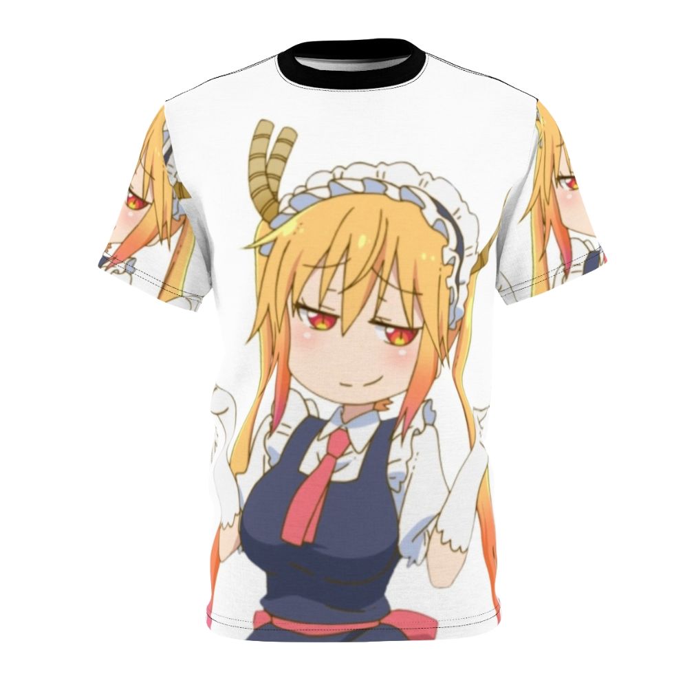 Anime-inspired Smug Tohru T-shirt with vibrant AOP design