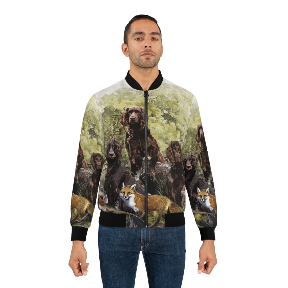 Bomber jacket featuring a German Spaniel (Wachtelhund), a versatile hunting dog breed - Lifestyle